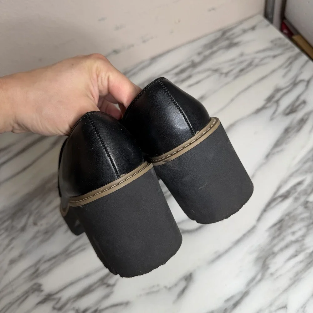 Dolce Vita Tammy Black Platform Loafers Women 9 Lug Sole Chunky Heel Y2K Gothic